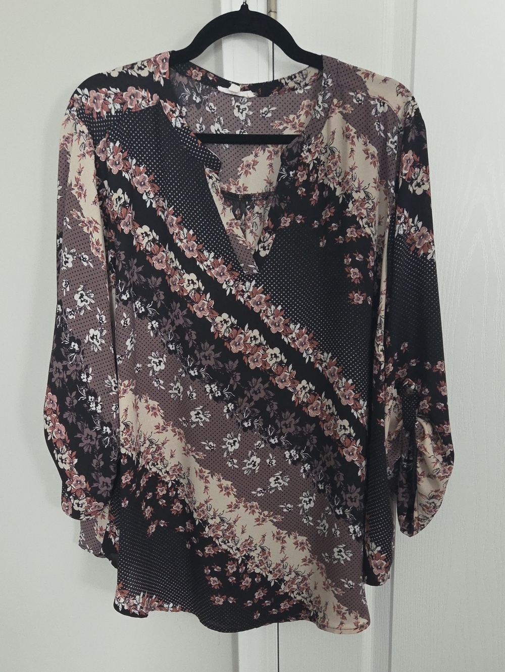 Maurices Patchwork V-Neck Women's Blouse